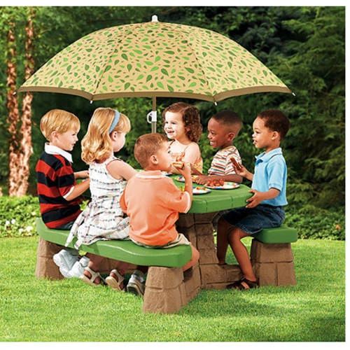 Step2 Naturally Playful Kids Picnic Table With 60-inch Umbrella 2 Step2 Naturally Playful Kids Picnic Table With 60-inch Umbrella - Image 2