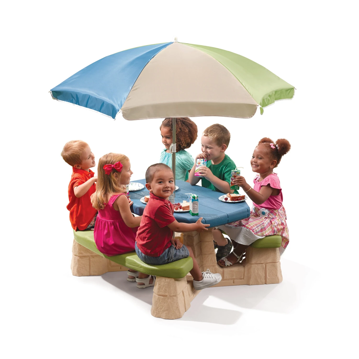 Step2 Naturally Playful Picnic Table With Removable Umbrella, Plastic 2 Step2 Naturally Playful Picnic Table With Removable Umbrella, Plastic - Image 2