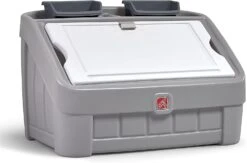 Step2 2-in-1 Toy Box & Art Lid | Plastic Toy & Art Storage Container, Grey