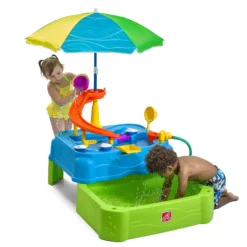 Step2 Waterpark Wonders Two-Tier Water Table For Toddler With Umbrella -Step2 Step2 Waterpark Wonders Two Tier Water Table for Toddler with Umbrella3
