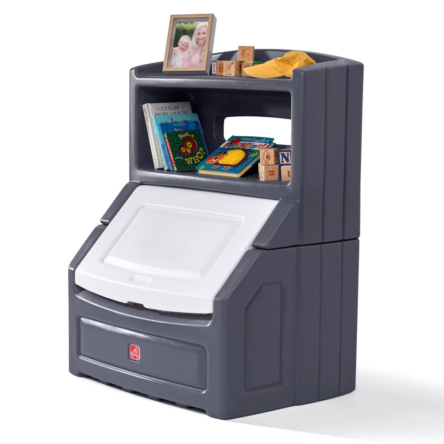 Step2 Lift & Hide Toddler Bookcase Storage Chest Gray 2 Step2 Lift & Hide Toddler Bookcase Storage Chest Gray - Image 2