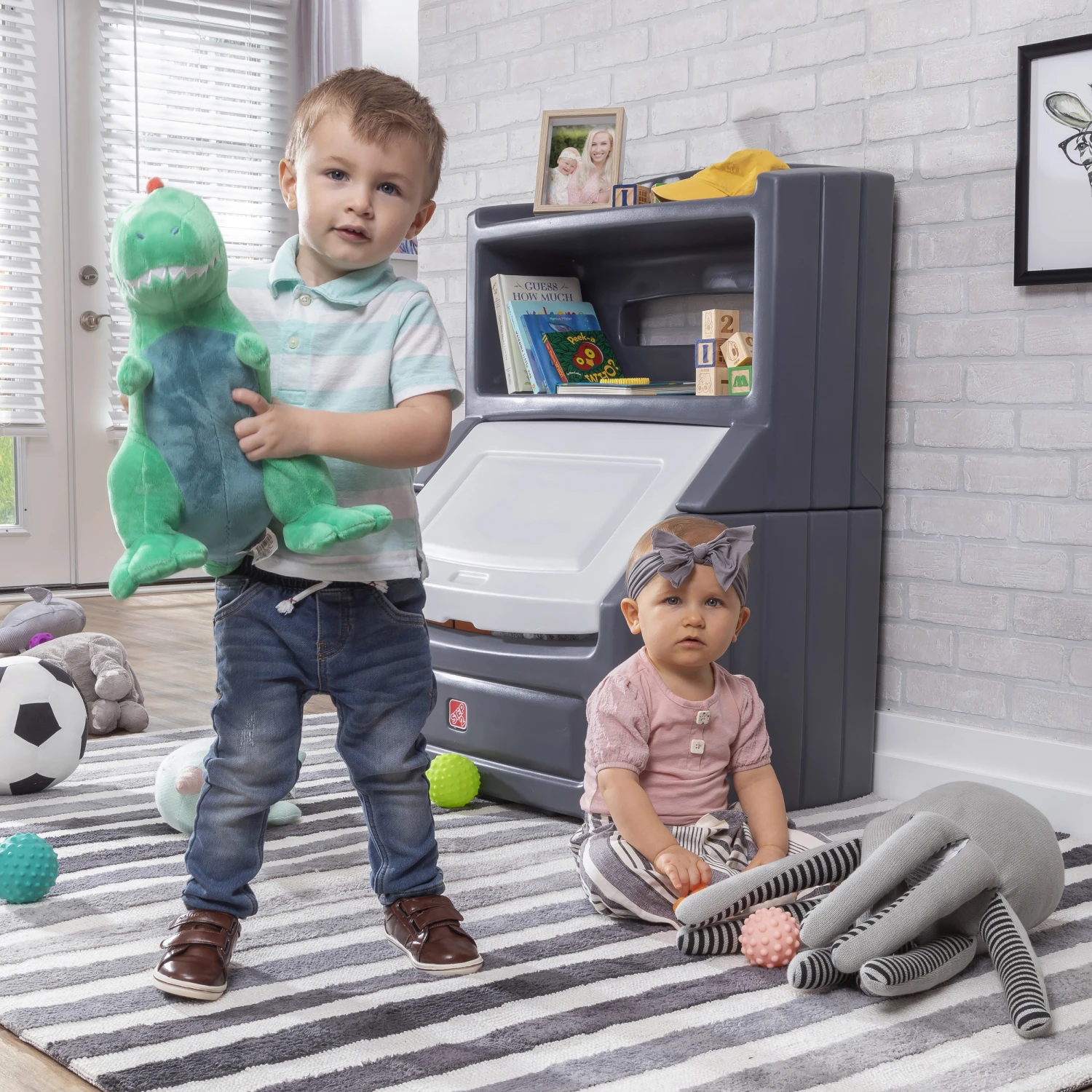 Step2 Lift & Hide Toddler Bookcase Storage Chest Gray 9 Step2 Lift & Hide Toddler Bookcase Storage Chest Gray - Image 9